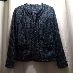 Land's End Women's Blue Tweed Jacket.